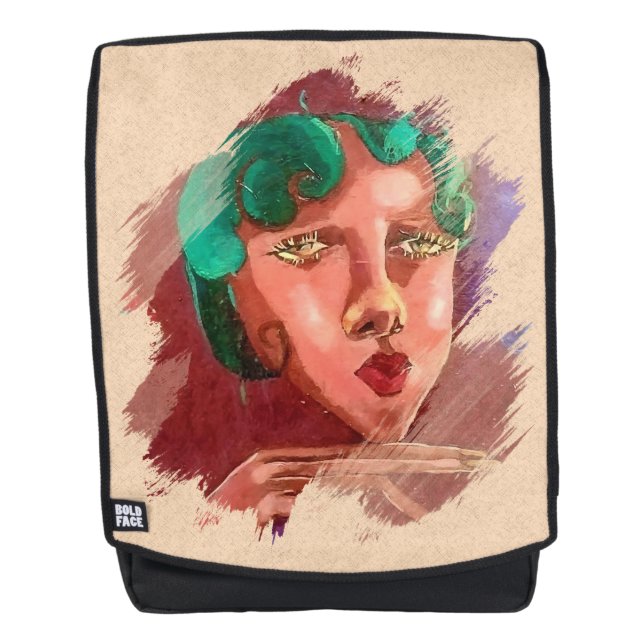 Colourful Abstract Woman Portrait Backpack (Front)