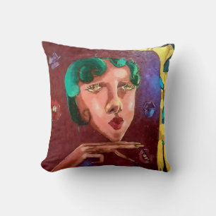 Colourful Abstract Woman Portrait Cushion