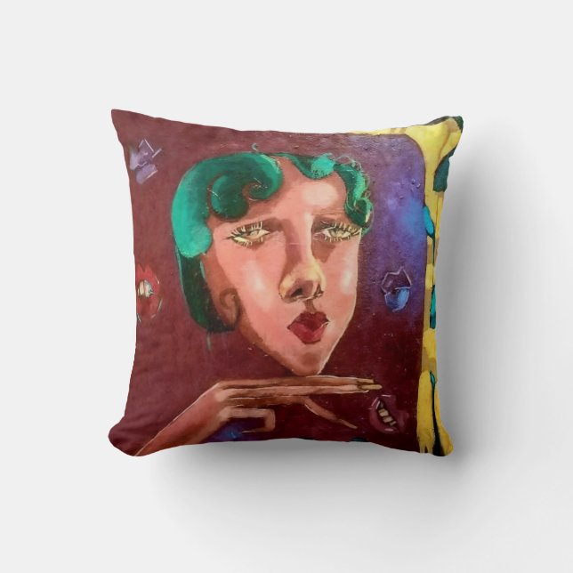 Colourful Abstract Woman Portrait  Cushion (Front)