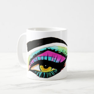 Colourful Abstract Womans Eye Original Makeup Art Coffee Mug