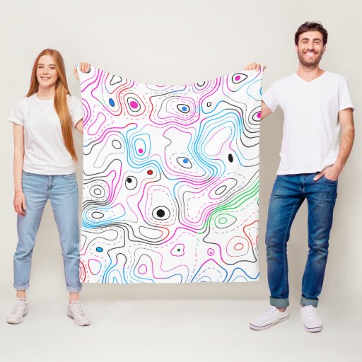 Image of Colourful abstract wood grain pattern Fleece Blanket