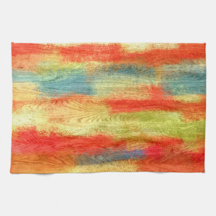 Colourful Abstract Wood Grain Tea Towel