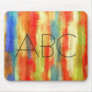 Colourful Abstract Wood Grain Texture Monogram Mouse Mat