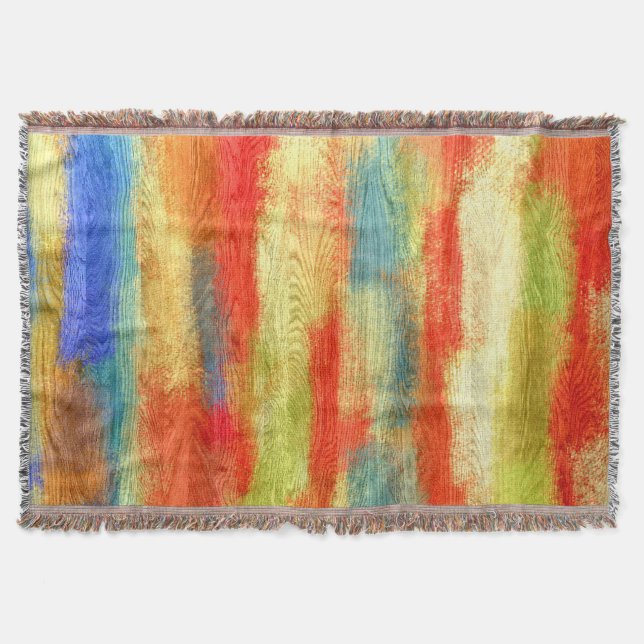 Colourful Abstract Wood Grain Throw Blanket (Front)