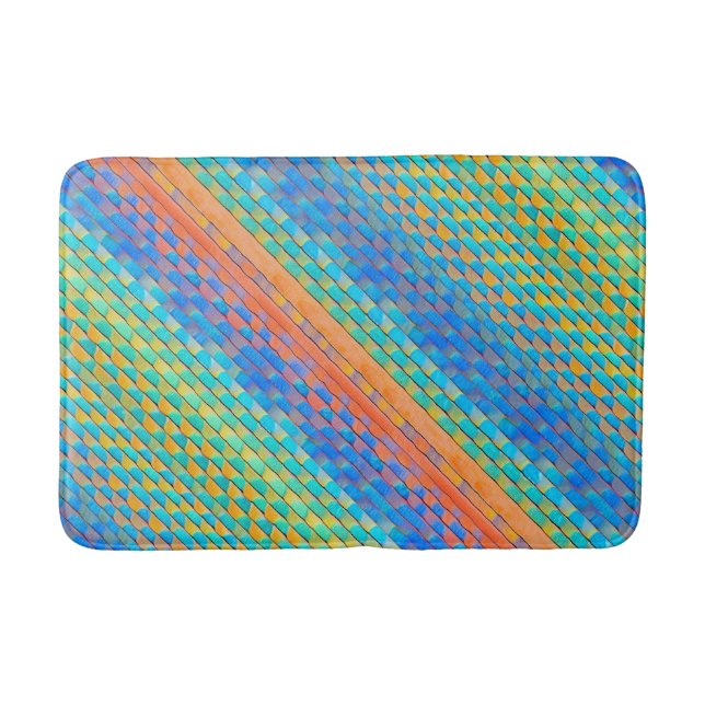 Colourful Abstract Woven Digital Pattern Bath Mat (Front)