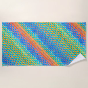 Colourful Abstract Woven Digital Pattern Beach Towel