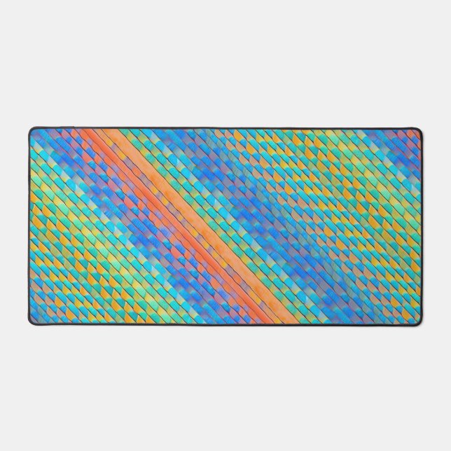 Colourful Abstract Woven Digital Pattern Desk Mat (Front)