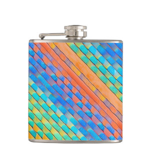 Colourful Abstract Woven Digital Pattern Hip Flask
