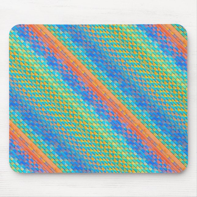 Colourful Abstract Woven Digital Pattern Mouse Mat (Front)