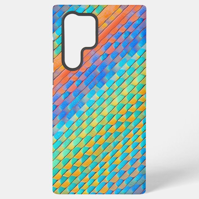 Colourful Abstract Woven Digital Pattern Samsung Galaxy S22 Ultra Case (Back)