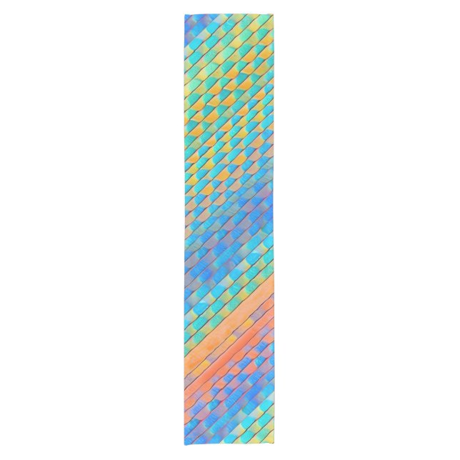 Colourful Abstract Woven Digital Pattern Short Table Runner (Front)