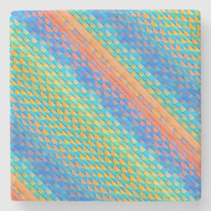 Colourful Abstract Woven Digital Pattern Stone Coaster