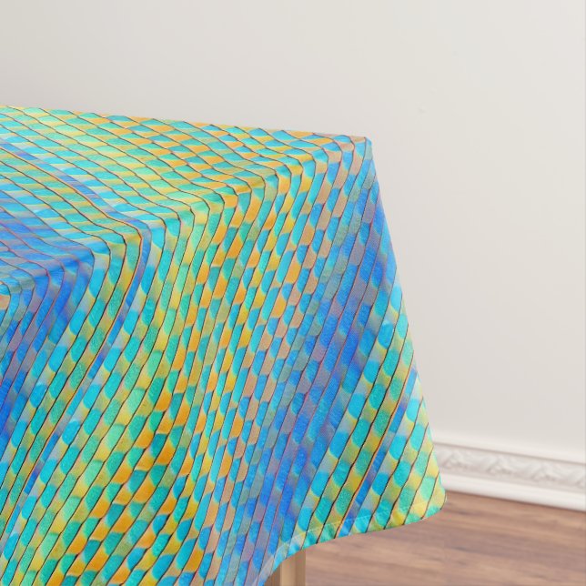 Colourful Abstract Woven Digital Pattern Tablecloth (In Situ)
