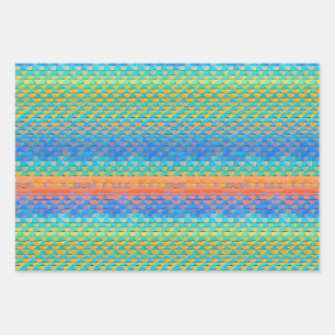 Colourful Abstract Woven Digital Pattern Wrapping Paper Sheet