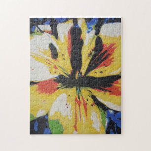 colourful abstract yellow lily flowers jigsaw puzzle