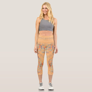 Colourful Abstract Yoga Pattern Women’s High ... Capri Leggings