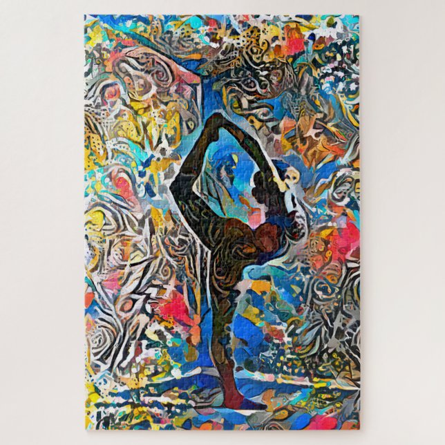 Colourful Abstract Yoga Pose | Challenging Hard Jigsaw Puzzle (Vertical)