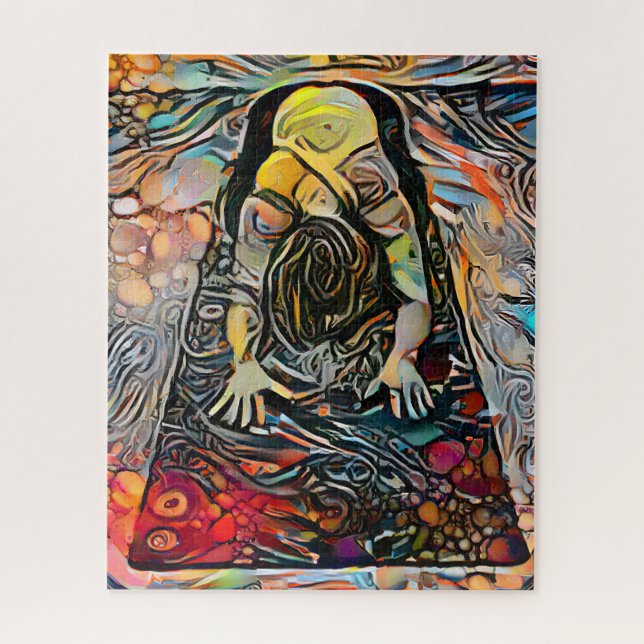 Colourful Abstract Yoga Pose | Challenging Hard Jigsaw Puzzle (Vertical)