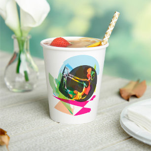 Colourful Abstract Yoga Pose Fitness and Wellness Paper Cups