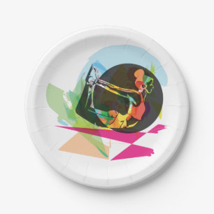 Colourful Abstract Yoga Pose Fitness and Wellness Paper Plate
