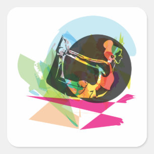 Colourful Abstract Yoga Pose Fitness and Wellness Square Sticker