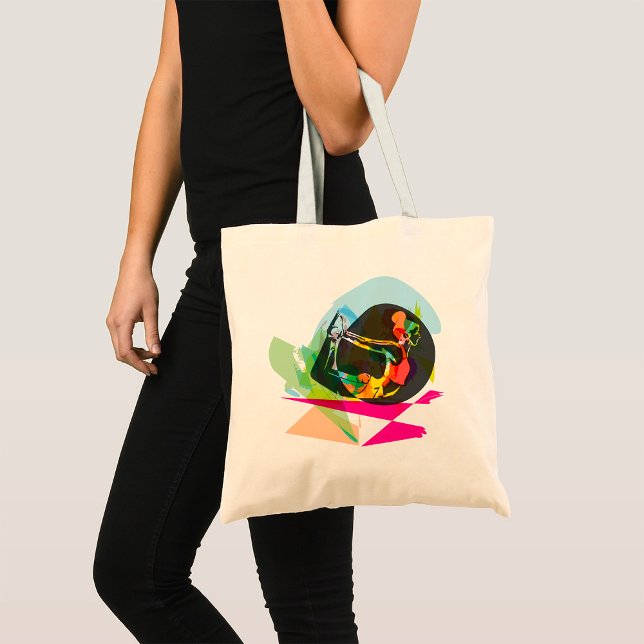 Colourful Abstract Yoga Pose Fitness and Wellness Tote Bag (Creator Uploaded)