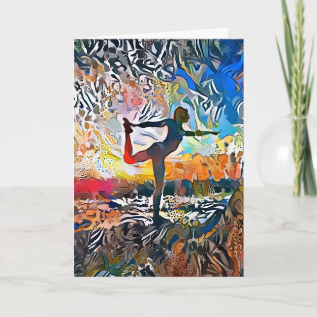 Colourful Abstract Yoga Pose Holiday Card (Front)