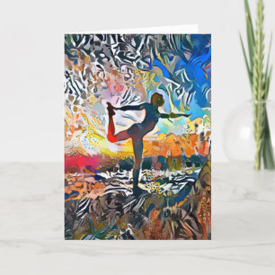 Colourful Abstract Yoga Pose Holiday Card