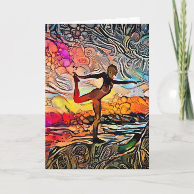 Colourful Abstract Yoga Pose Holiday Card (Front)