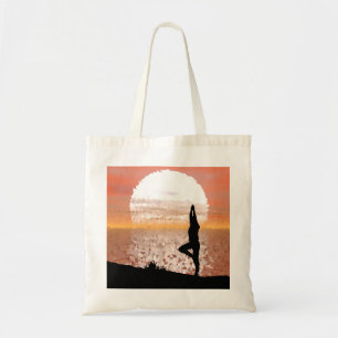 Colourful Abstract Yoga Pose with Bright Sun Tote Bag