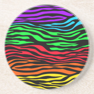 Colourful Abstract Zebra Coaster