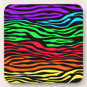 Colourful Abstract Zebra Coaster