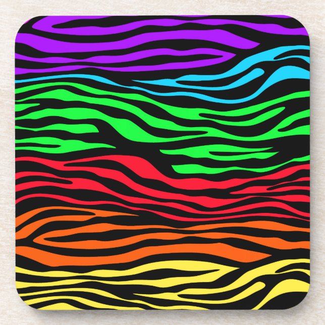 Colourful Abstract Zebra Coaster (Front)