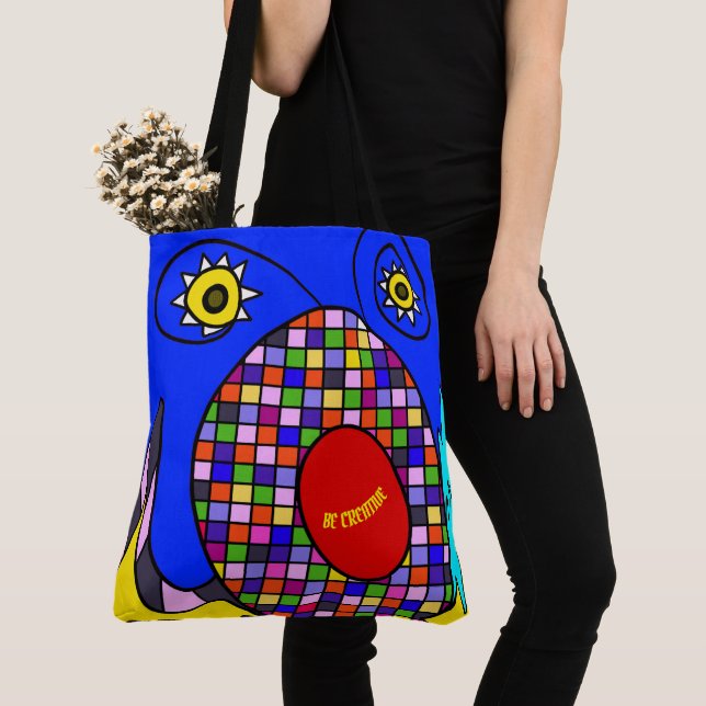Colourful abstracted tote bag (Close Up)