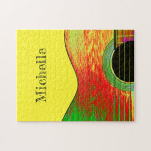 Colourful Acoustic Guitar Music Jigsaw Puzzle