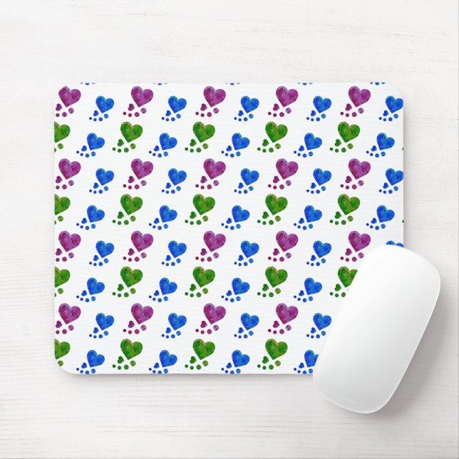 Colourful Acrylic Hearts Mouse Pad (With Mouse)