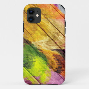 Colourful Acrylic Painting on Wood #10 iPhone 11 Case
