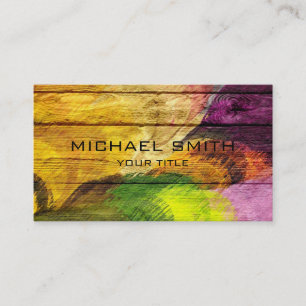 Colourful Acrylic Painting on Wood #4 Business Card