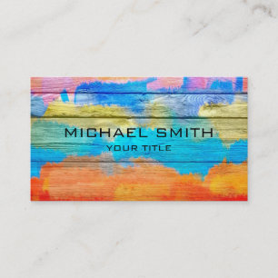 Colourful Acrylic Painting on Wood Business Card