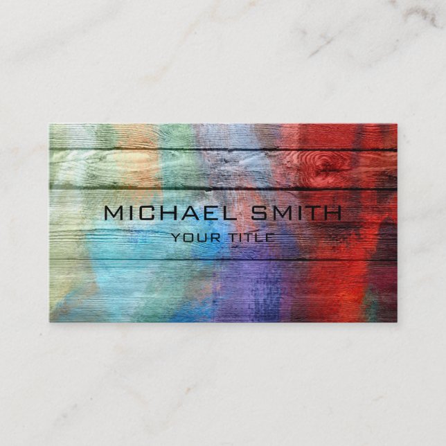 Colourful Acrylic Painting on Wood Business Card (Front)