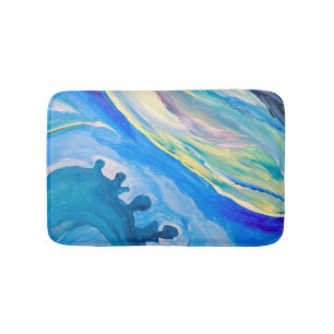 Colourful acrylic painting, textured background. bath mat