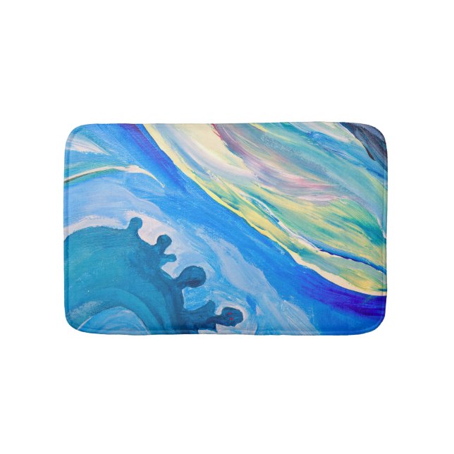 Colourful acrylic painting, textured background. bath mat (Front)