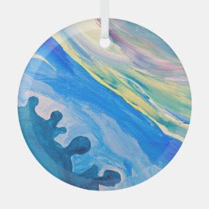 Colourful acrylic painting, textured background. glass tree decoration