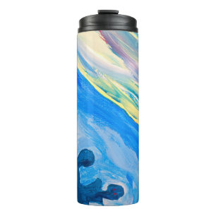 Colourful acrylic painting, textured background. thermal tumbler