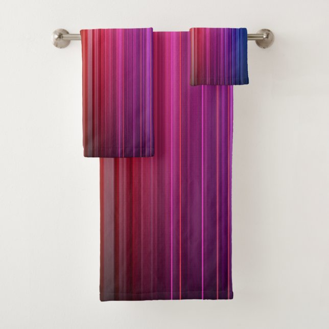Colourful Acrylic Vertical Rainbow Pattern | Bath Towel Set (Insitu)