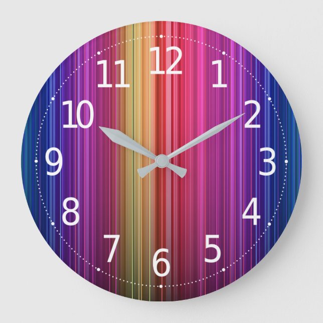 Colourful Acrylic Vertical Rainbow Pattern | Large Clock (Front)