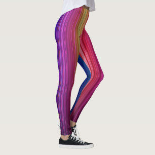 Colourful Acrylic Vertical Rainbow Pattern Leggings
