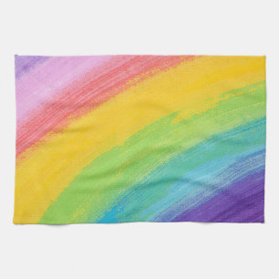 Colourful Acrylic Watercolor Rainbow Pattern Tea Towel