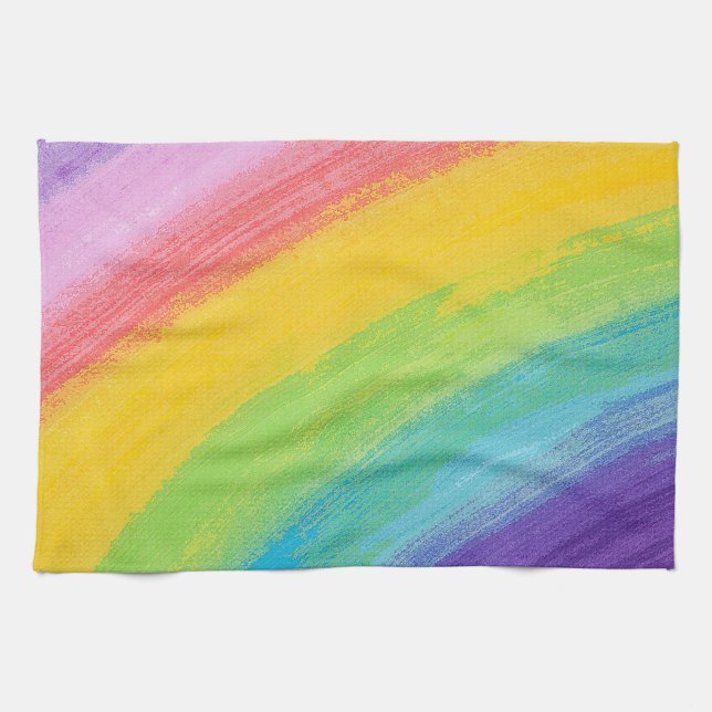 Colourful Acrylic Watercolor Rainbow Pattern | Tea Towel (Horizontal)