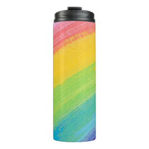 Colourful Acrylic Watercolor Rainbow Pattern Thermal Tumbler